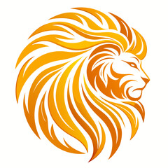 Stylized golden lion head and mane vector logo Vector, illustration