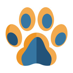 Stylized orange and blue paw print icon Vector, illustration