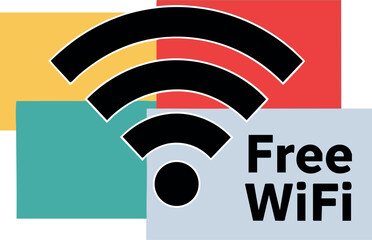 Free WiFi wireless internet connection symbol with colorful background vector illustration