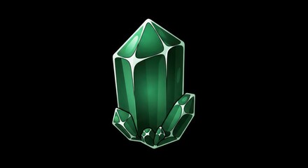 Vibrant Green Emerald Crystal Gemstone on a Dark Background.