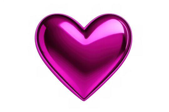 Glossy magenta metallic heart symbol of love, romance, and passion for valentine's day celebrations