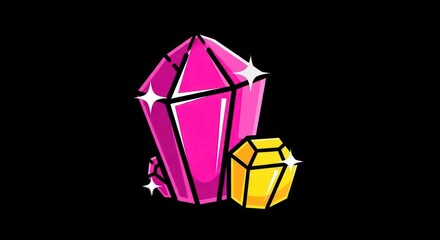 Vibrant Pink and Yellow Gemstones on a Dark Background.
