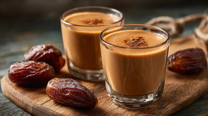 date shake  indulge in the creamy sweetness , a delightful blend of dates, milk, and spices, perfect for a healthy and refreshing treat