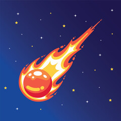 Naklejka premium Pixel Art Illustration of a Comet in Space
