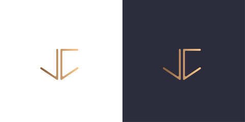 letter J and C success logo Golden gradient vector emblem logotype for business cards symbol.