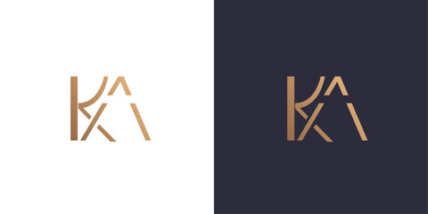 letter K and A success logo Golden gradient vector emblem logotype for business cards symbol.