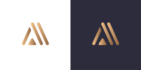 letter A A success arrow logo Golden gradient vector emblem logotype for business cards symbol.