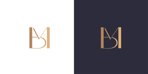 letter B and M logo Golden gradient vector emblem logotype for business cards symbol.