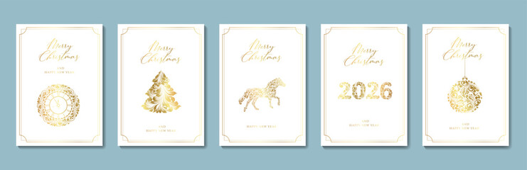 Christmas greeting card. Ornament new year background.