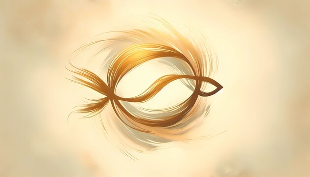 Golden ichthys fish symbol christianity faith religion jesus christ theology religious art abstract design element