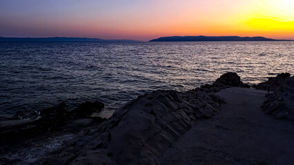 beautiful sunset on the seashore