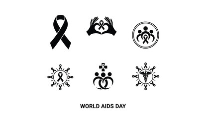 Black & White HIV Prevention Symbol Vector Icons1