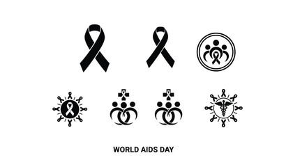 Black & White HIV Prevention Symbol Vector Icons1