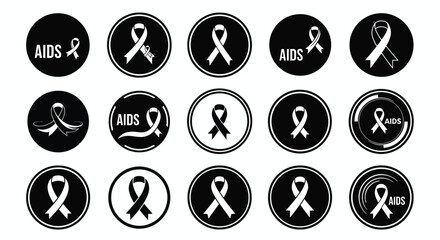 Black & White HIV Prevention Symbol Vector Icons1