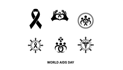 Black & White HIV Prevention Symbol Vector Icons1