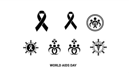 Black & White HIV Prevention Symbol Vector Icons1