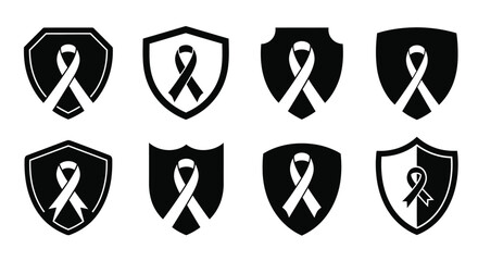 Black & White HIV Prevention Symbol Vector Icons1