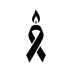 World AIDS Day Candle of Hope Black & White Vector Art