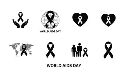 Black & White HIV Prevention Symbol Vector Icons1