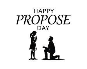 Romantic Happy Propose Day Black and White Illustration with Man Proposing to Woman Creating Special Moments and Memories