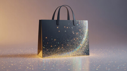 Elegant Shopping Bag with Sparkling Glitter Accents Perfect for Luxury Purchases and High End Products Showcasing Brand Prestige and Attractiveness for Retail Sales and Promotions