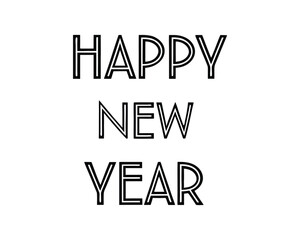 Happy New Year greeting with minimalist design and typography for holiday celebrations and festive occasions representing new beginnings and joyful wishes