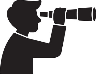 Silhouette of a person looking through a telescope icon © Md Imran