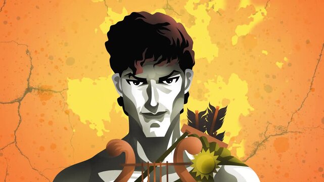 apollo greek god with solar flames and lyre