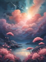 sunset over the river