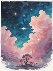 watercolor background with watercolor painting