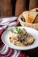 Cabbage rolls with mushroom cream sauce