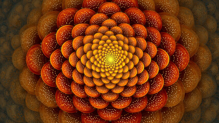 Captivating fractal flower blooms in warm autumn colors, vibrant and detailed.