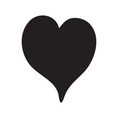Black Heart Minimal Icon on White Background. Simple Clean Love Symbol, Modern Graphic Element for Valentine Designs, Stickers, Prints, Cards, Patterns, Posters and Digital Art