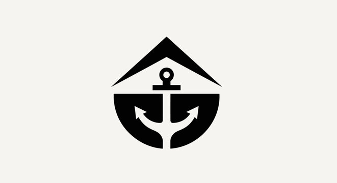 Abstract anchor emblem design on white background for commercial use