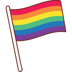 Rainbow Pride Flag Waving on a White Pole Representing LGBTQ+ Community with Vibrant Colors Including Red Orange Yellow Green Blue Indigo Violet