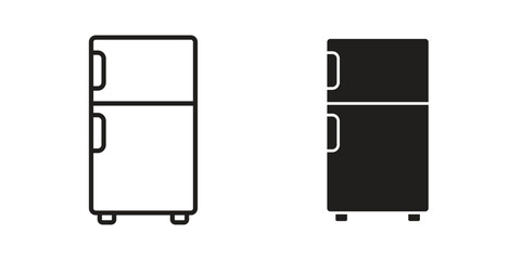 Fridge icon illustration, thin line vector, web design sign,