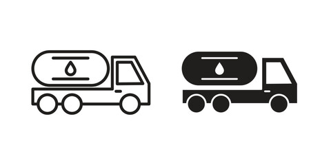 Fuel truck icon illustration, thin line vector, web design sign,