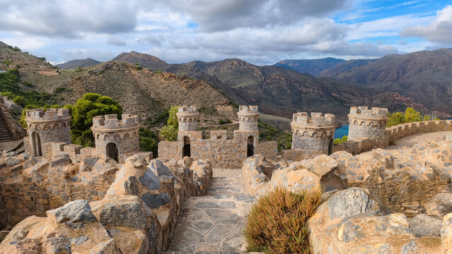 Aerial view of the abandoned military fortification of Los Castillitos in Cartagena, Murcia