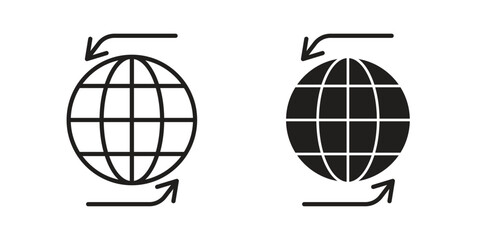 Import and export icon illustration, thin line vector, web design sign,
