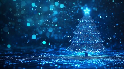 Futuristic Christmas tree with circuit board design offers modern holiday cheer for technology brands during the festive season