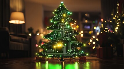 Modern Christmas spirit with a unique technology twist for festive holiday promotions and futuristic tech campaigns that spark joy and connection