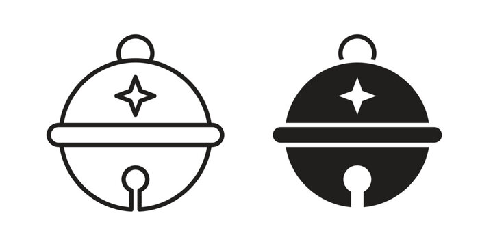 Jingle bell icon illustration, thin line vector, web design sign,
