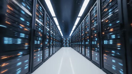 Abstract digital scene of modern cityscape, train, and server room seamlessly integrated to convey innovative dynamism and forward thinking vision, perfect for use in media productions seeking. - Powered by Adobe