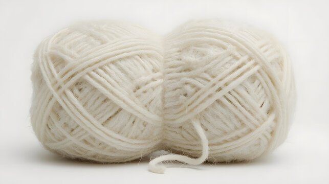 A ball of super chunky yarn with a white plaid pattern, consisting of thick, soft, and fuzzy threads, woven together in a checks design, with a subtle sheen, against a plain background, showcasing