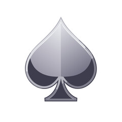 Fototapeta premium Glossy gray spade symbol from a deck of playing cards graphic element