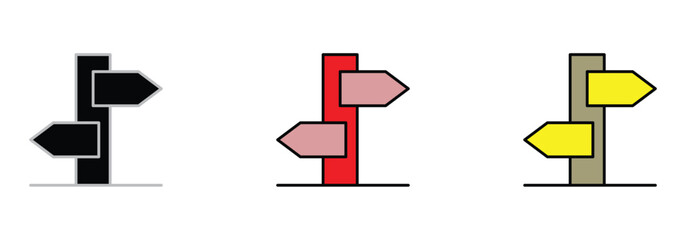 Obraz premium Colorful directional signs pointing the way, perfect for your next travel project or wayfinding system design, ideal for maps and illustrations