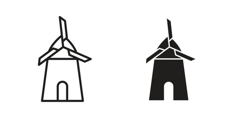 Mill icon illustration, thin line vector, web design sign,