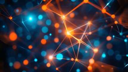Dynamic network connections glowing with vibrant energy for innovative technology solutions or modern data visualizations that inspire trust and progress