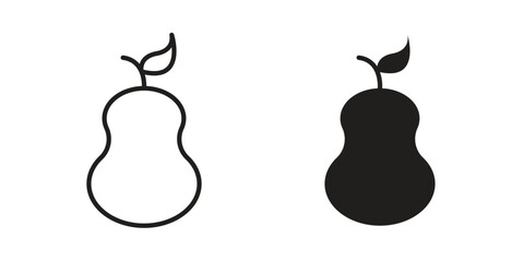 Pear icon illustration, thin line vector, web design sign,