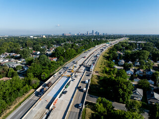 Early Morning Aerial Interstate And